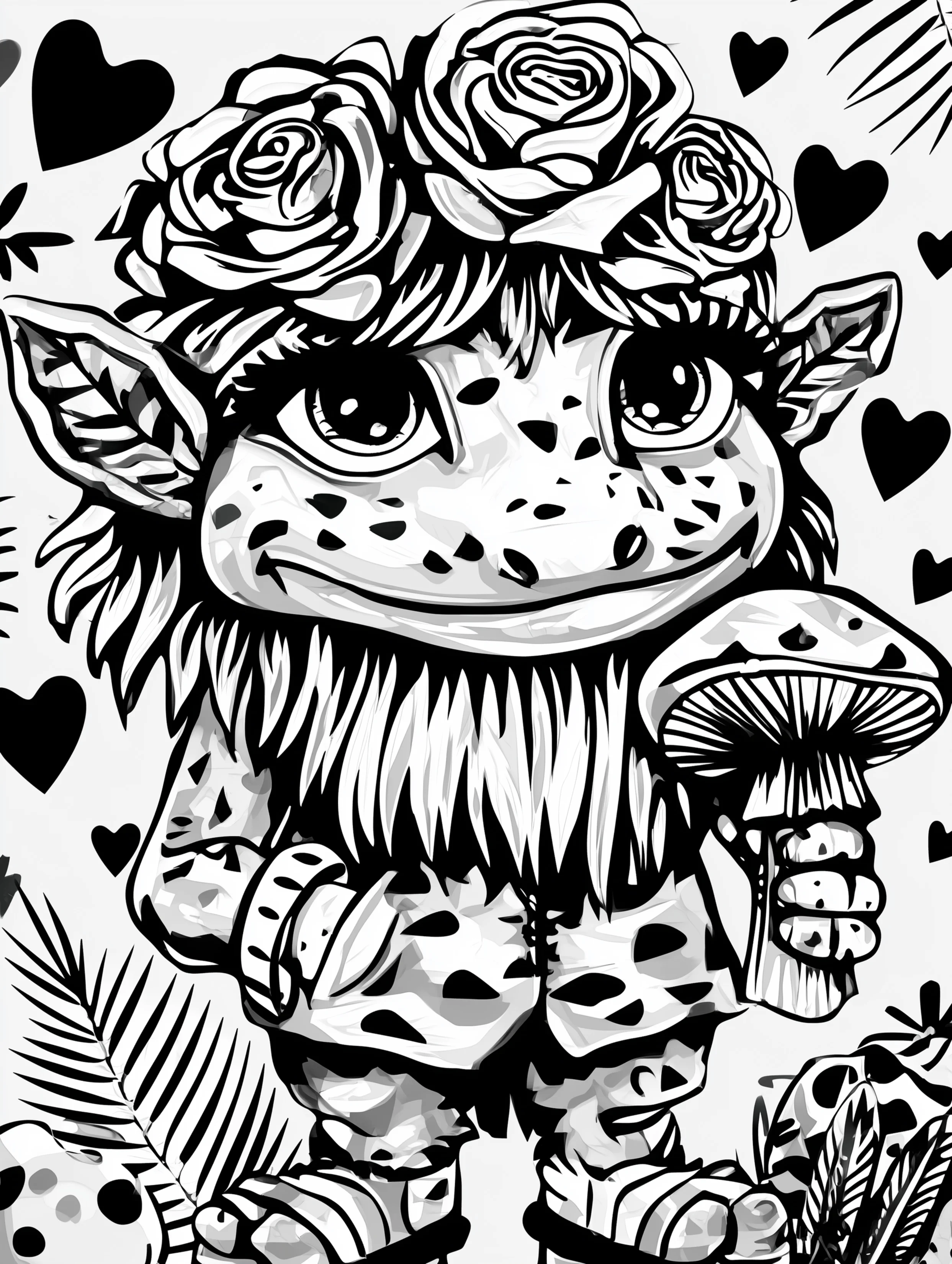 Free printable gnome coloring page for adults featuring a gnome with a lizard style face